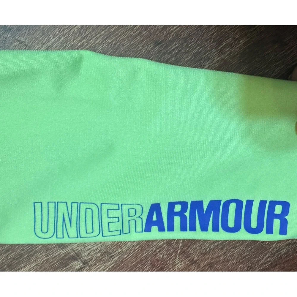 Under Armour‎ Track Jacket Boys Size 6. Neon Green Blue Sleeves Full zip